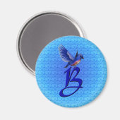 Bluebird Monogram Initial B Magnet (Vorderseite/Rückseite)