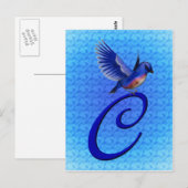 Bluebird Monogram Initial C Elegant Postkarte (Vorne/Hinten)