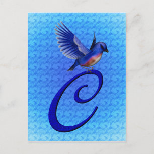 Bluebird Monogram Initial C Elegant Postkarte