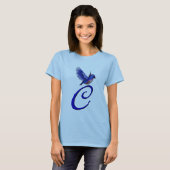 Bluebird Monogram Initial C Elegant T-Shirt (Vorne ganz)