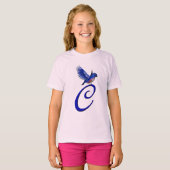 Bluebird Monogram Initial C Elegant T-Shirt (Vorne ganz)