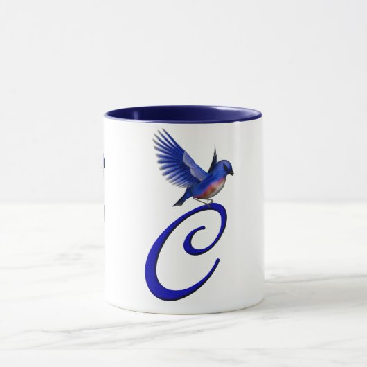 Bluebird Monogram Initial C Elegant Tasse (Zentrum)