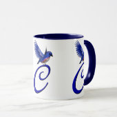 Bluebird Monogram Initial C Elegant Tasse (VorderseiteRechts)