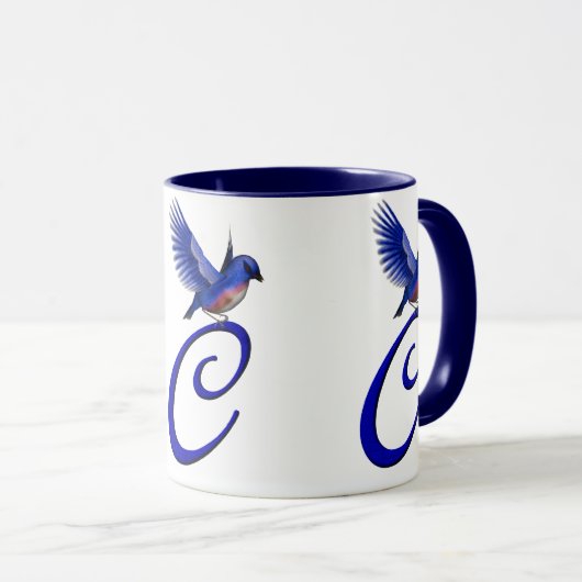 Bluebird Monogram Initial C Elegant Tasse (VorderseiteRechts)