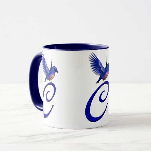 Bluebird Monogram Initial C Elegant Tasse (Vorderseite Links)
