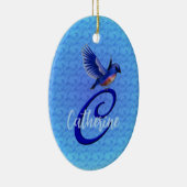 Bluebird Monogram Initial C Personalized Keramik Ornament (Rechts)