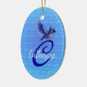Bluebird Monogram Initial C Personalized Keramik Ornament (Links)