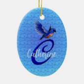Bluebird Monogram Initial C Personalized Keramik Ornament (Hinten)