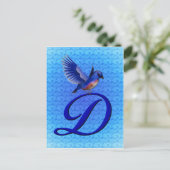 Bluebird Monogram Initial D Elegant Postkarte (Stehend Vorderseite)