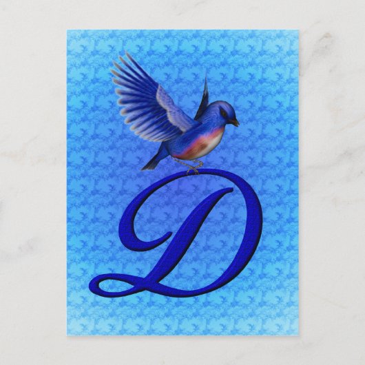 Bluebird Monogram Initial D Elegant Postkarte (Vorderseite)