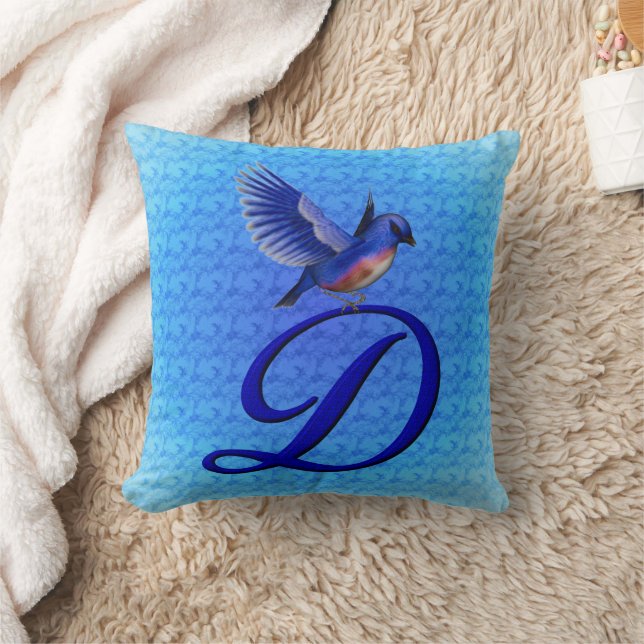 Bluebird Monogram Initial D Kissen (Decke)