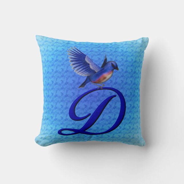 Bluebird Monogram Initial D Kissen (Vorderseite)