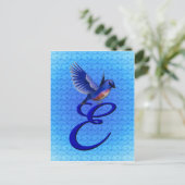 Bluebird Monogram Initial E Elegant Postkarte (Stehend Vorderseite)