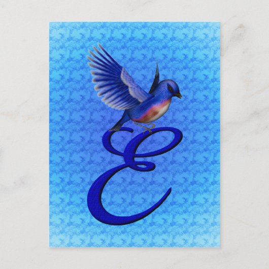 Bluebird Monogram Initial E Elegant Postkarte (Vorderseite)