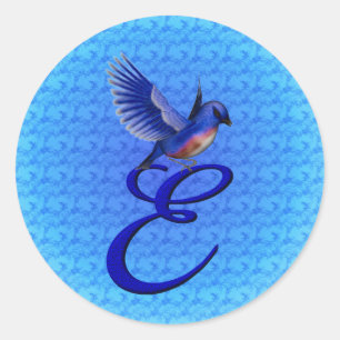 Bluebird Monogram Initial E Elegant Runder Aufkleber