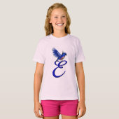 Bluebird Monogram Initial E Elegant T-Shirt (Vorne ganz)