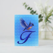 Bluebird Monogram Initial F Elegant Postkarte (Stehend Vorderseite)
