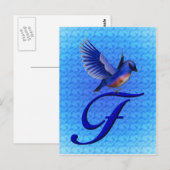 Bluebird Monogram Initial F Elegant Postkarte (Vorne/Hinten)