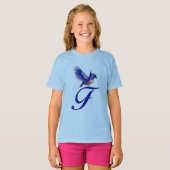 Bluebird Monogram Initial F Elegant T-Shirt (Vorne ganz)
