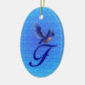 Bluebird Monogram Initial F Keramik Ornament (Links)