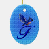 Bluebird Monogram Initial F Keramik Ornament (Hinten)