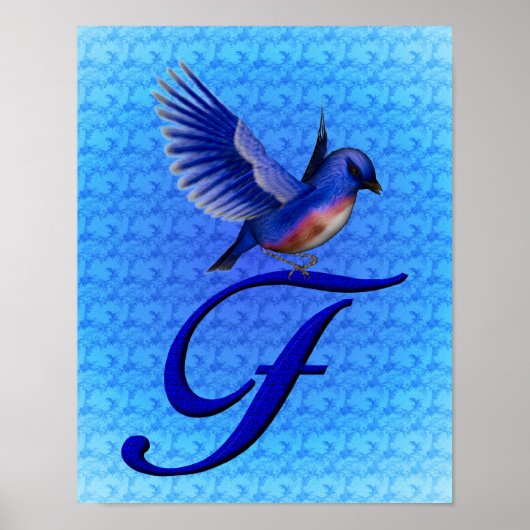 Bluebird Monogram Initial F Poster (Vorne)