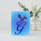 Bluebird Monogram Initial G Elegant Postkarte (Stehend Vorderseite)