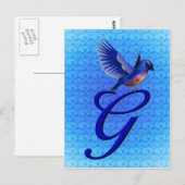 Bluebird Monogram Initial G Elegant Postkarte (Vorne/Hinten)