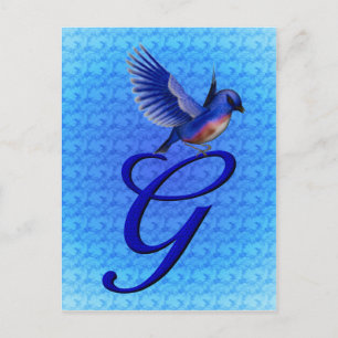 Bluebird Monogram Initial G Elegant Postkarte
