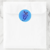 Bluebird Monogram Initial G Elegant Runder Aufkleber (Tasche)