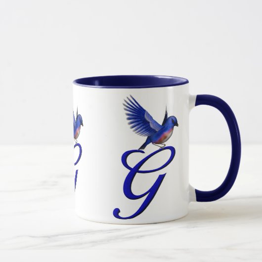 Bluebird Monogram Initial G Elegant Tasse (Rechts)