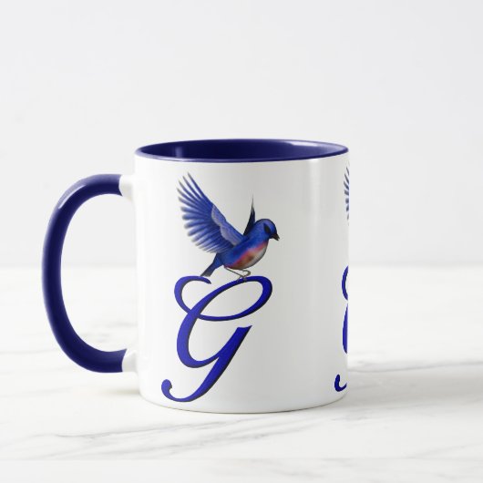 Bluebird Monogram Initial G Elegant Tasse (Links)