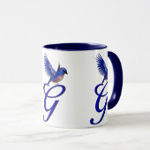 Bluebird Monogram Initial G Elegant Tasse (VorderseiteRechts)