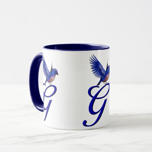 Bluebird Monogram Initial G Elegant Tasse (Vorderseite Links)