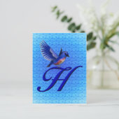 Bluebird Monogram Initial H Elegant Postkarte (Stehend Vorderseite)