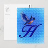 Bluebird Monogram Initial H Elegant Postkarte (Vorne/Hinten)