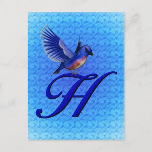 Bluebird Monogram Initial H Elegant Postkarte (Vorderseite)