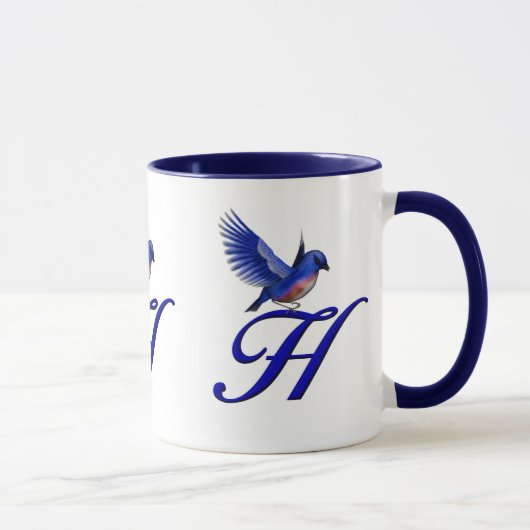 Bluebird Monogram Initial H Elegant Tasse (Rechts)