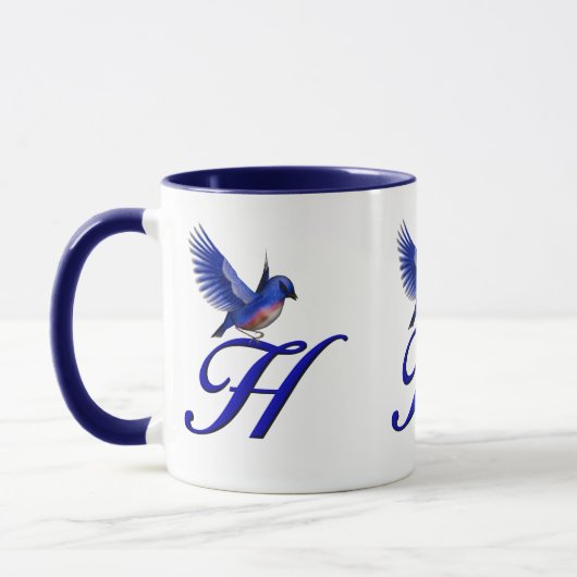 Bluebird Monogram Initial H Elegant Tasse (Links)