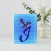 Bluebird Monogram Initial I Elegant Postkarte (Stehend Vorderseite)
