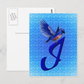 Bluebird Monogram Initial I Elegant Postkarte (Vorne/Hinten)
