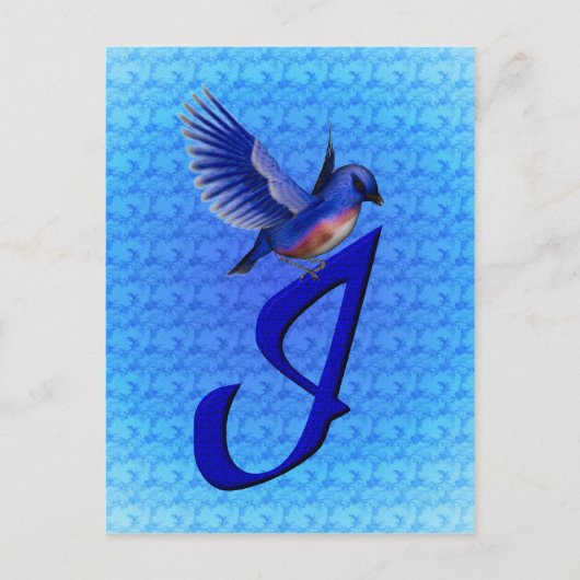 Bluebird Monogram Initial I Elegant Postkarte (Vorderseite)