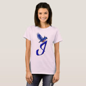 Bluebird Monogram Initial I Elegant T-Shirt (Vorne ganz)