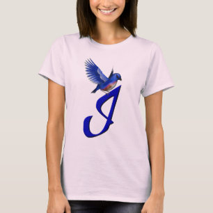 Bluebird Monogram Initial I Elegant T-Shirt