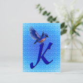 Bluebird Monogram Initial K Elegant Postkarte (Stehend Vorderseite)