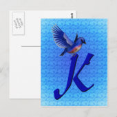 Bluebird Monogram Initial K Elegant Postkarte (Vorne/Hinten)