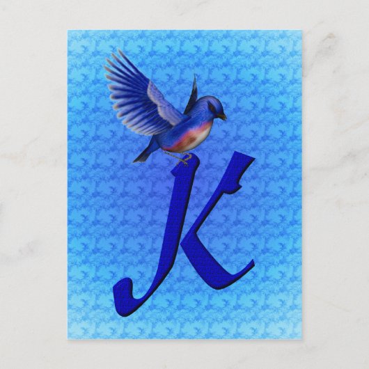 Bluebird Monogram Initial K Elegant Postkarte (Vorderseite)