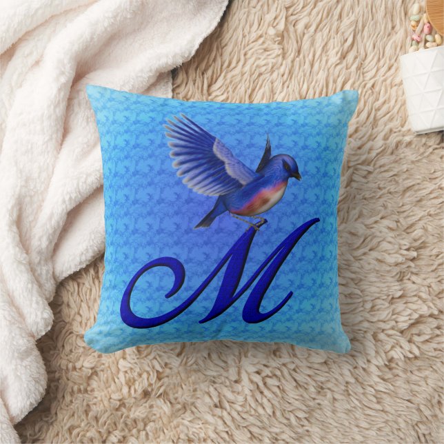 Bluebird Monogram Initial Kissen (Decke)