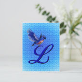 Bluebird Monogram Initial L Elegant Postkarte (Stehend Vorderseite)