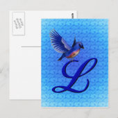 Bluebird Monogram Initial L Elegant Postkarte (Vorne/Hinten)